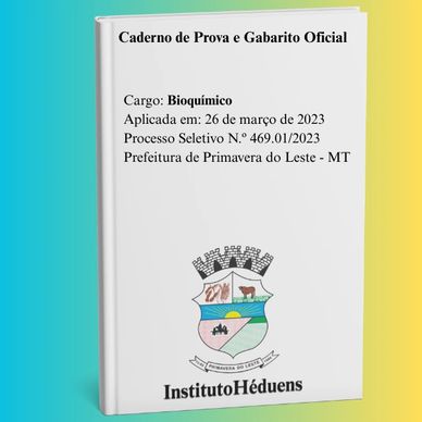 Caderno de prova para concurso de Bioquímico em Primavera do Leste.