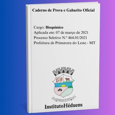 Caderno de prova oficial para bioquímico de 2021.