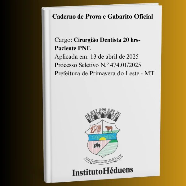 Caderno de prova para Cirurgião Dentista, 13 de abril de 2025.