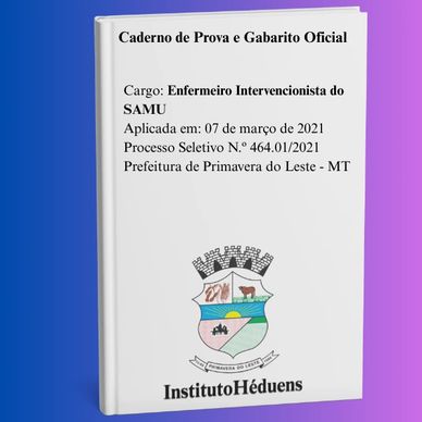 Caderno de prova oficial para enfermeiro interventor do SAMU.