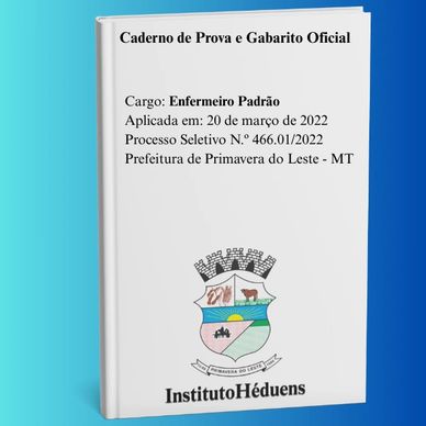 Caderno de prova oficial para enfermeiro padrão em Primavera do Leste - MT.