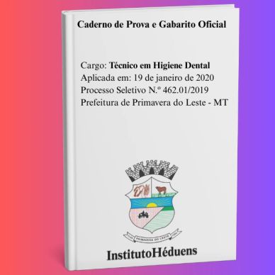 Caderno de prova para Técnico em Higiene Dental de 2020.