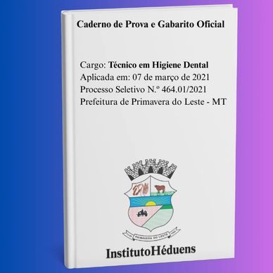 Caderno de prova para técnico em higiene dental.