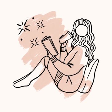 Tomar café mientras escuchas música y lees un libro.