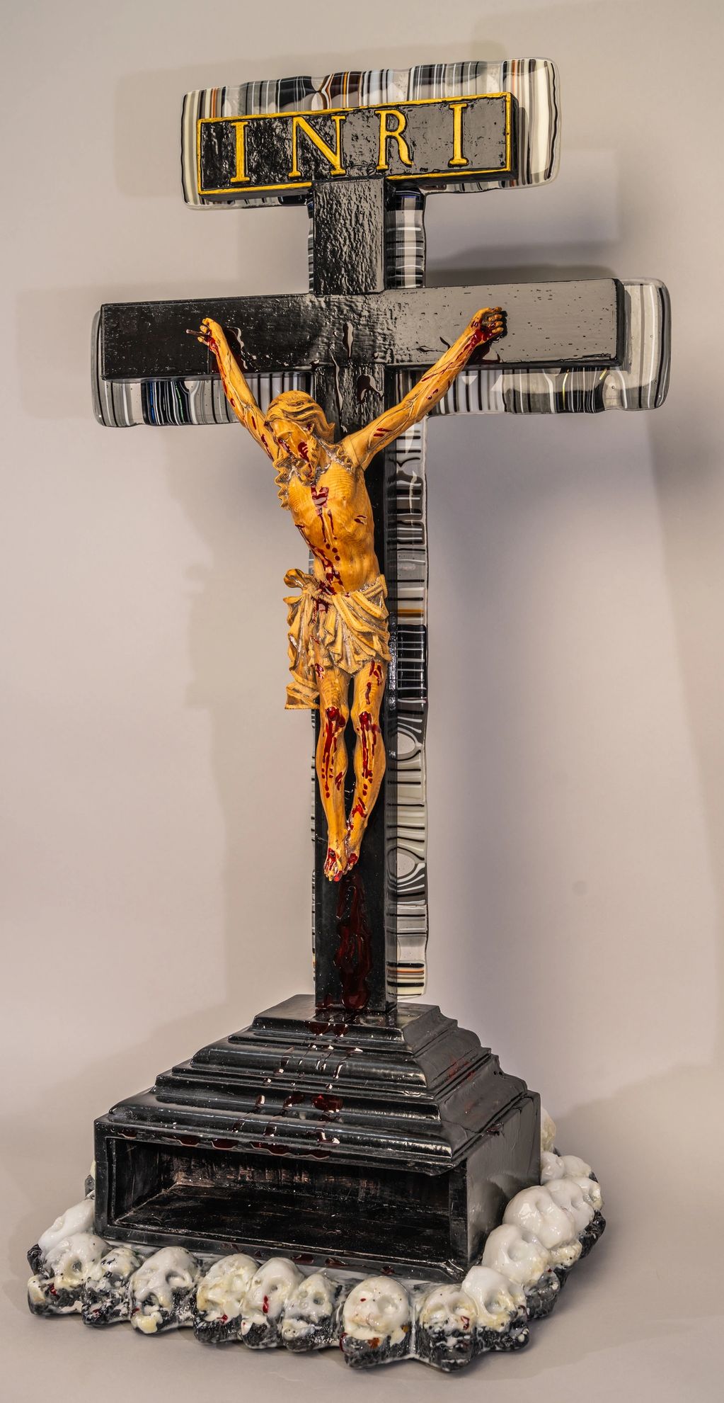 New Ivory Jesus from 17th c and my glass creations to complete the sculpture