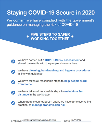 Staying covid-19 secure guidance