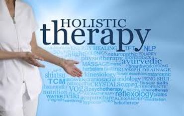 Word cloud shaped like a hand with terms related to holistic therapy and healing.