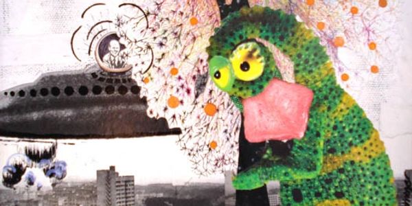 Lookout Nature collage art spaceship landscape aliens