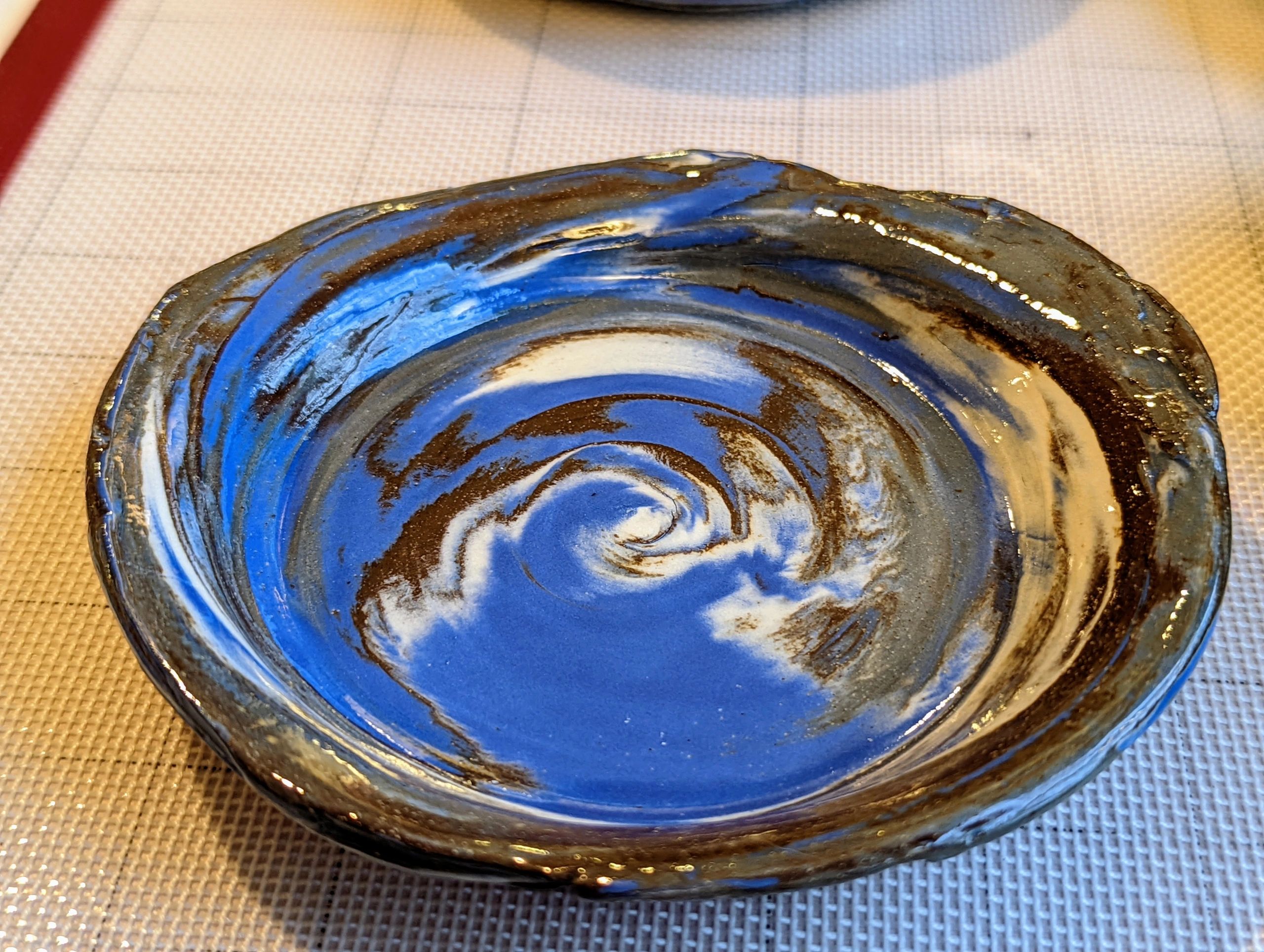 swirled, asymmetrical dish