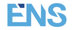Blue stylized text logo reading 'ENS' with a modern design.