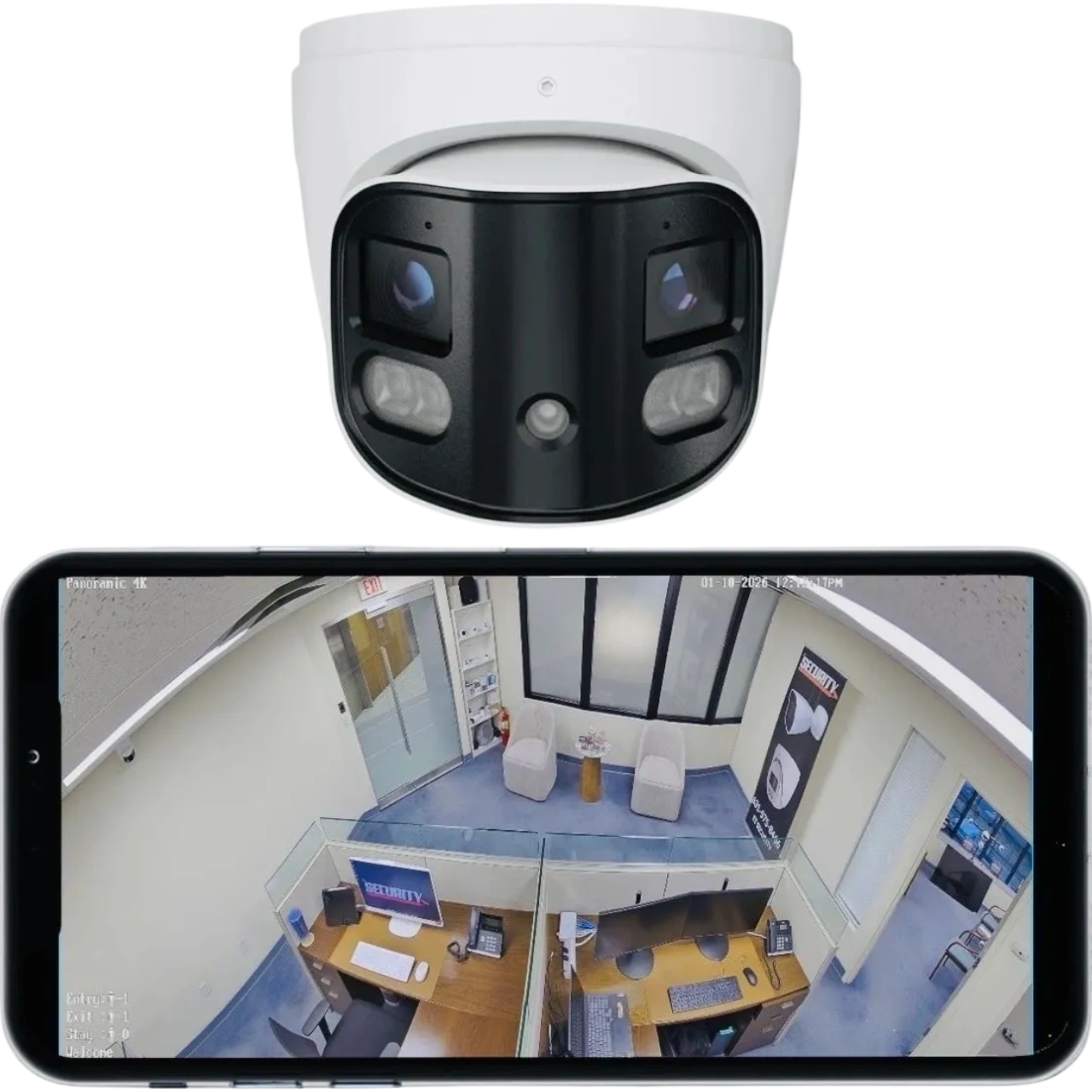 180-degree panoramic view turret camera