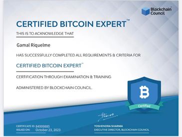 Bitcoin certified expert from the block chain council