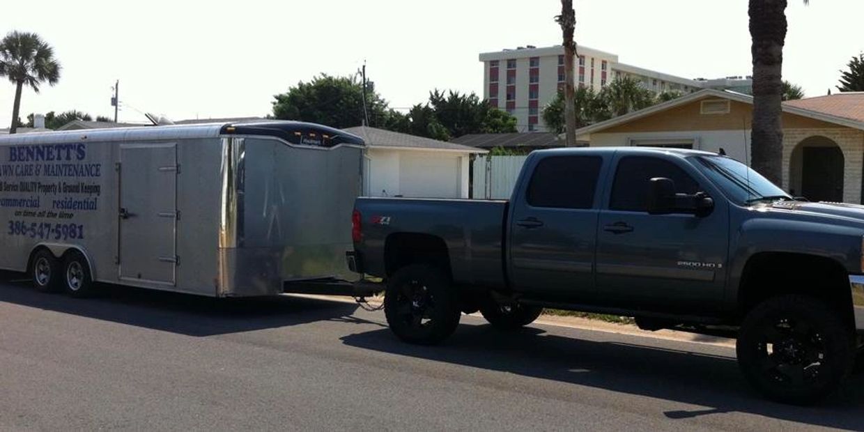 Bennetts lawn care truck and trailer