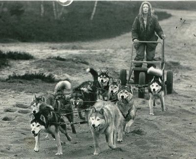 Sally Leich racing one of the first 'teams' in the UK.