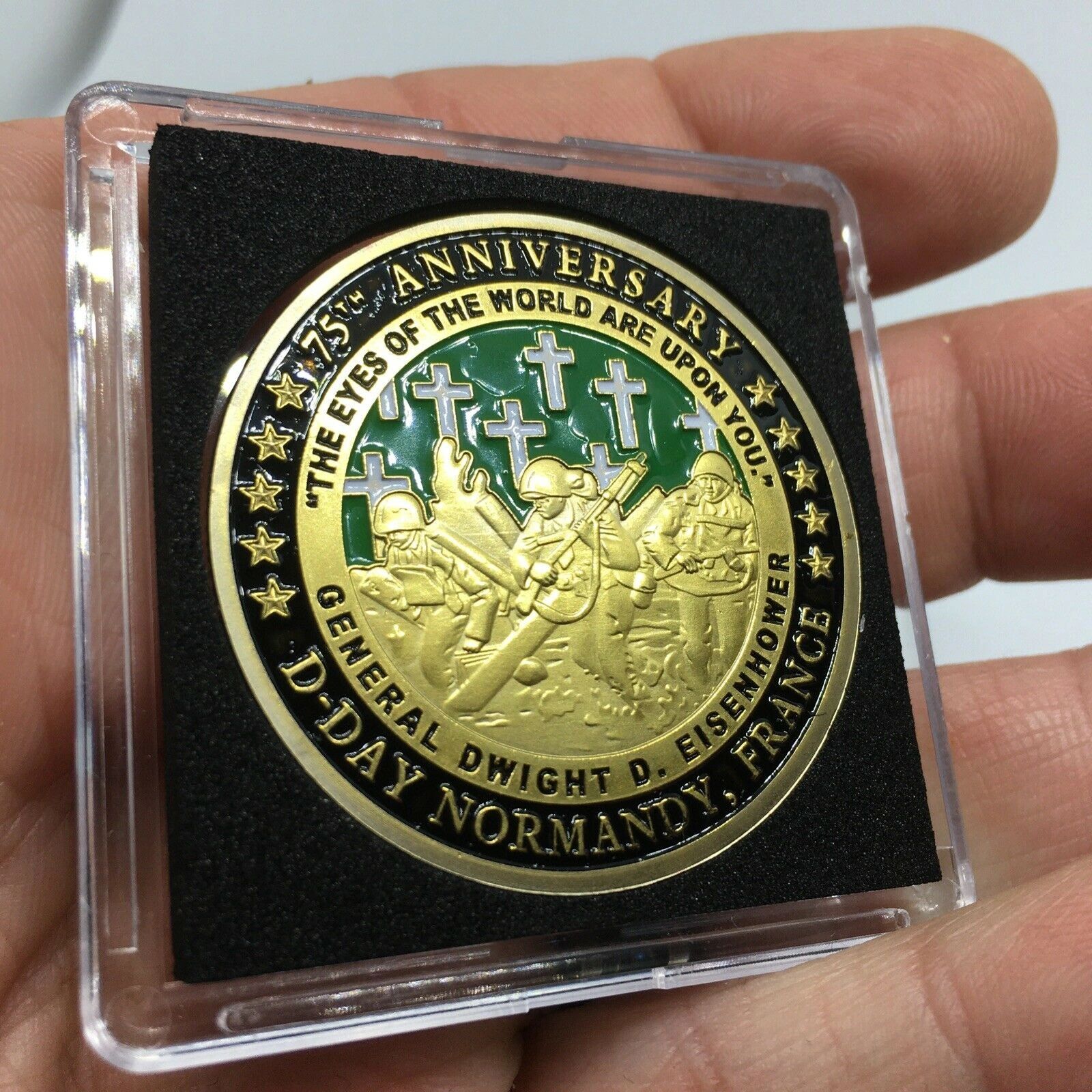 D-DAY 75TH ANNIVERSARY COIN. AVAILABLE IN GOLD OR SILVER PLATED. BEST CHALLENGE COIN & MEDAL CO. WAR