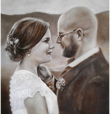Wedding Portrait, Oil Painting 8x10" on Canvas Panel