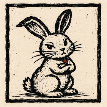 Illustration of a confident bunny with folded arms and a red bow tie.