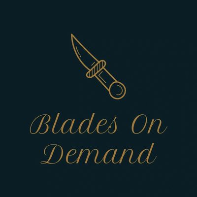 Elegant logo of a knife with the text 'Blades On Demand'.