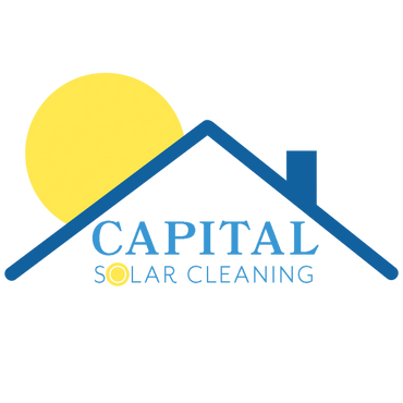 Logo of Capital Solar Cleaning with house roof and sun.