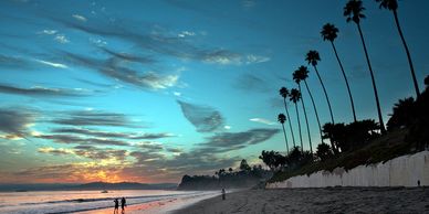 Photo of Palm Trees along the beach at sunset in Santa Barbara / Montecito.