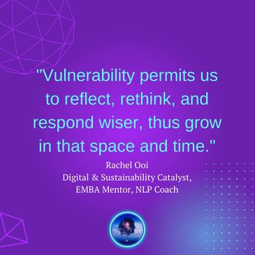 Inspirational quote about growth through vulnerability by Rachel Ooi.