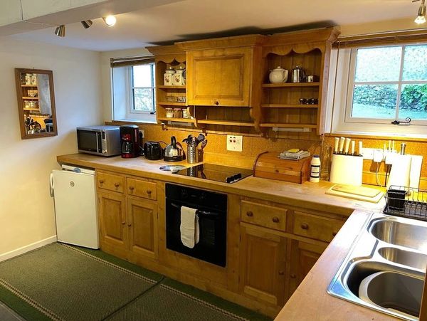 Pool Cottage kitchen at Family Holiday cottages, mid wales