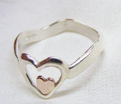 White and rose gold handmade ring example of Sarahs work