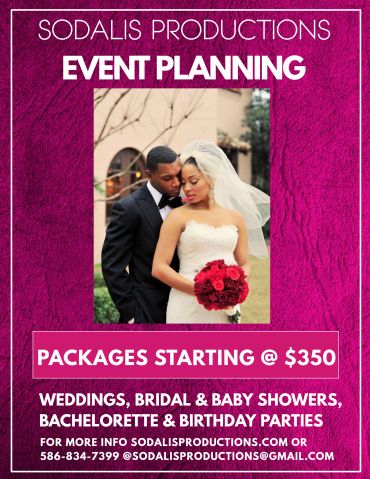Event planning services advertisement by Sodalis Productions.