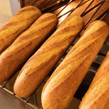 crusty baguette baked in the house