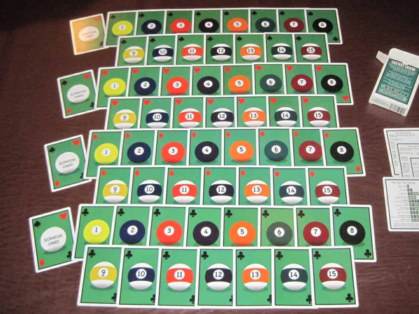 Spread deck of Poker Pool Playing Cards