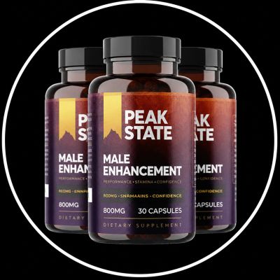 Bottles of PEAK STATE Male Enhancement dietary supplement.