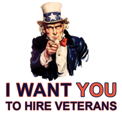 Uncle Sam pointing and saying I want you to hire veterans. The Vets are here to work for you!