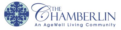logo for Chamberlin Senior living facility in Hampton VA.