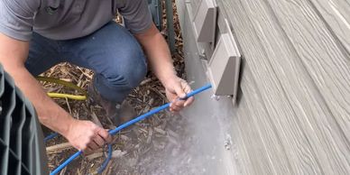 Dryer vent cleaning with high volume compressed air
