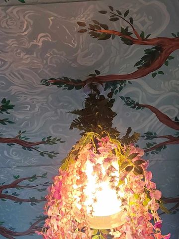 Art piece in the walkway near the washrooms