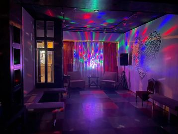 Main room at night! The lighting setup is a bit different now though