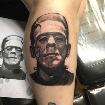 Black and Grey realistic Frankenstein’s Monster by Wojo.