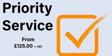 Priority Service from £125.00 + VAT