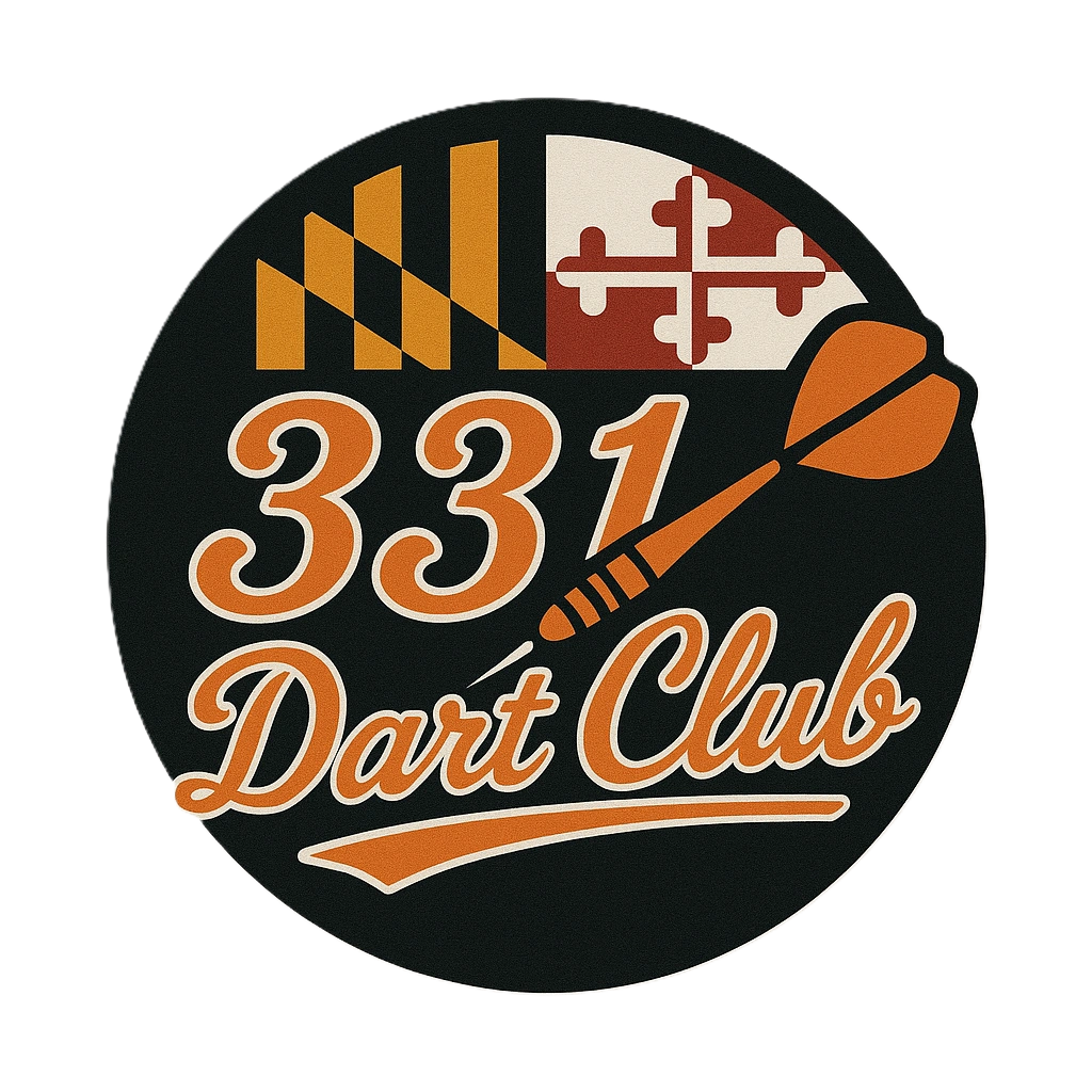 Logo for 331 Dart Club featuring a dart and Maryland flag elements.