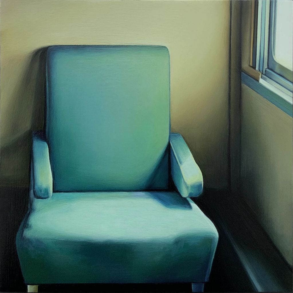 Train Chair #57, Oil on Panel, 9"x9", 2026