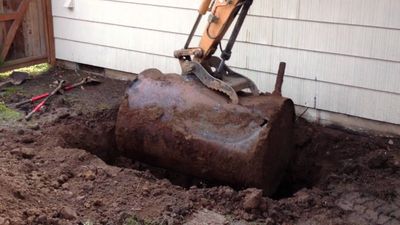 A 550-gallon No. 2 heating oil UST being removed from a residential property in Central New Jersey. 