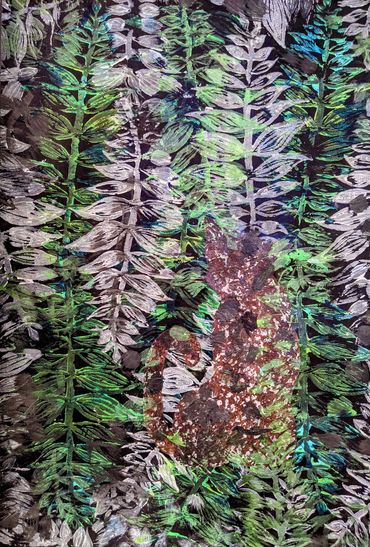 jungle vines stamps green blue white with leopard cheetah jaguar overlay