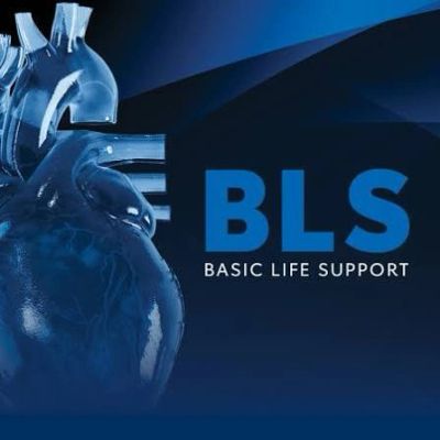 Graphic of a heart with BLS Basic Life Support text.