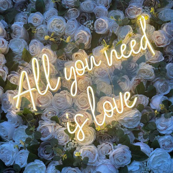 Flower Wall All You Need Is Love Neon Sign