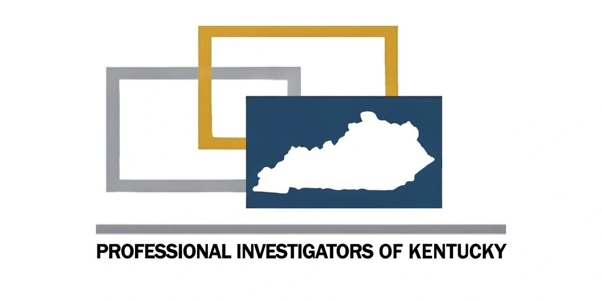 Logo of Professional Investigators of Kentucky with overlapping squares and state outline.