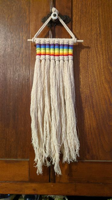 Rainbow macrame wall hanging by Peace by Piece