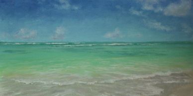 Original tropical beach painting by Alan Zawacki