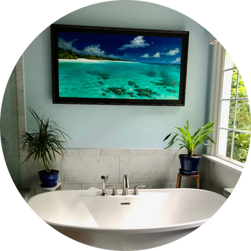 An original tropical painting by Alan Zawacki in the customer's home