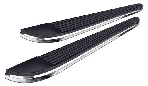 Step Bars, Running Boards, Chrome, Stainless Steel, Black Powder Coated, No Drilling, Wheel to Wheel