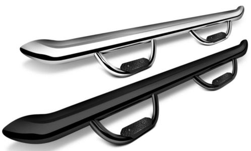 Step Bars, Running Boards, Hitch, Stainless Steel, Black Powder Coated, No Drilling, Rocker Panels